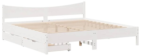 Rám postele se zásuvkami bílý 200 x 200 cm masivní borovice 3301894