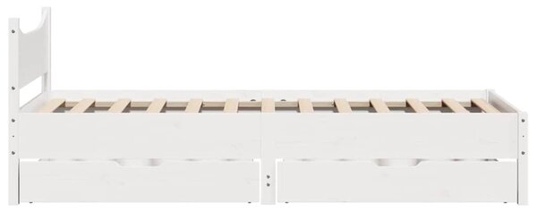 Rám postele se zásuvkami bílý 75 x 190 cm masivní borové dřevo 3301930