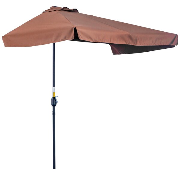 Outsunny Poloviční Umbrella - Balkonový Slunečník 5 Kovovými Strunami 2,3 x 1,3 x 2,49 m Z Vysoce Hustého Polyesteru Čokoládový | Aosom