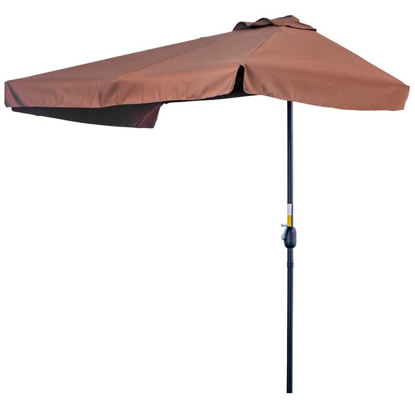 Outsunny Poloviční Umbrella - Balkonový Slunečník 5 Kovovými Strunami 2,3 x 1,3 x 2,49 m Z Vysoce Hustého Polyesteru Čokoládový | Aosom