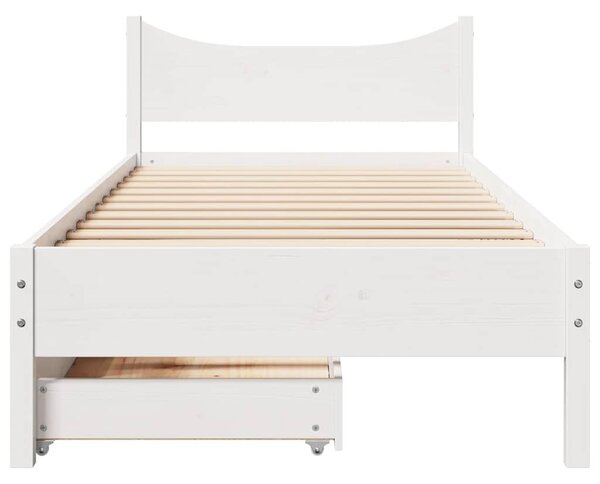 Rám postele se zásuvkami bílý 75 x 190 cm masivní borové dřevo 3301930
