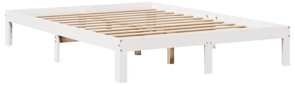 Postel s knihovnou bez matrace bílá 135x190 cm masivní borovice 3322510