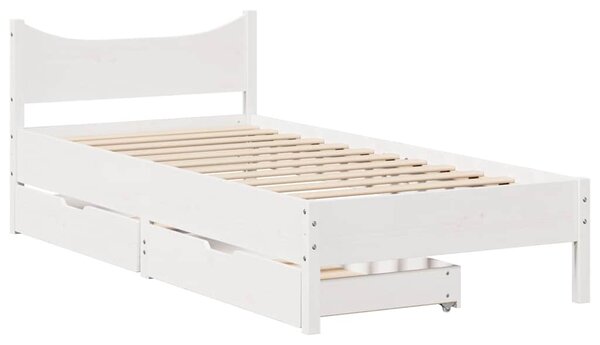 Rám postele se zásuvkami bílý 75 x 190 cm masivní borové dřevo 3301930