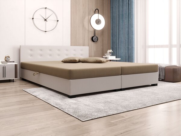 Manželská postel s úložným prostorem 140x200 ROSIE 11 - světle hnědá / ecru
