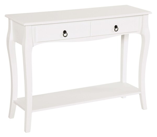 HOMCOM Konferenční Stolek s Úložným Prostorem do Obývacího Pokoj a Předsíně s Šuplíky a Policí Elegantní Design 100x33x75cm Bílý Lesklý Dřevěný | Aoso