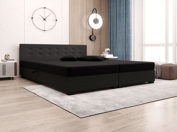 Manželská postel s úložným prostorem 140x200 ROSIE 11 - černá / tmavě šedá