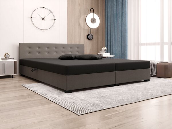 Manželská postel s úložným prostorem 180x200 ROSIE 11 - tmavě šedá / tmavě hnědá