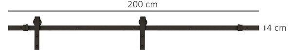 HOMCOM Systém posuvného dveřního kování pro dveře o tloušťce 35-45 mm a maximální šířce 1 m, maximální nosnost 100 kg, tmavě hnědá ocel | Aosom