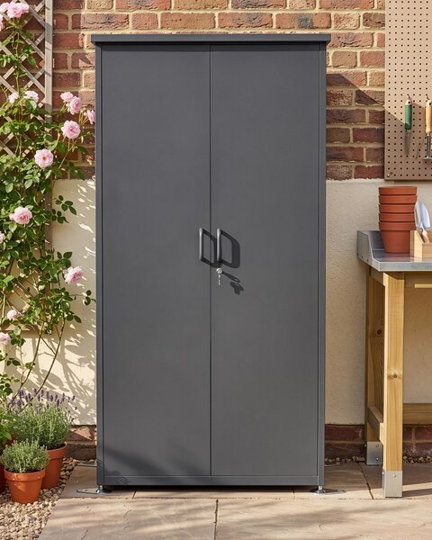 Zahradní skříň DORGALI 92 cm 188 cm Kov Grafitově šedá