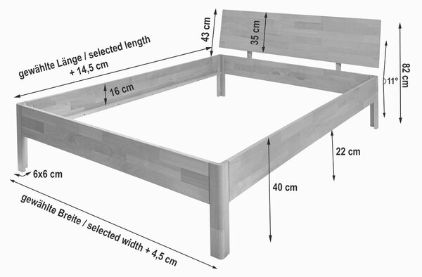 POSTEL, 90/200 cm jádrový buk P & B - Jednolůžkové postele, Online Only