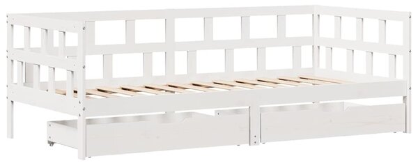 Válenda se zásuvkami bílá 90 x 200 cm masivní borovice 3302084