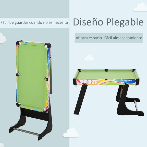Skládací herní stůl HOMCOM 4v1 - Stolní fotbálek, Air Hockey, Pool, Ping Pong s příslušenstvím - 86,5x43,5x64 cm | Aosom