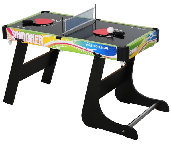Skládací herní stůl HOMCOM 4v1 - Stolní fotbálek, Air Hockey, Pool, Ping Pong s příslušenstvím - 86,5x43,5x64 cm | Aosom