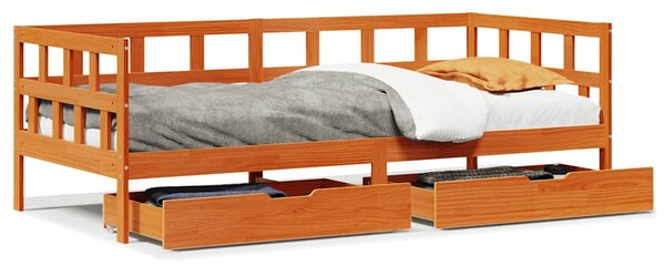 Válenda se zásuvkami voskově hnědá 80 x 200 cm masivní borovice 3302090