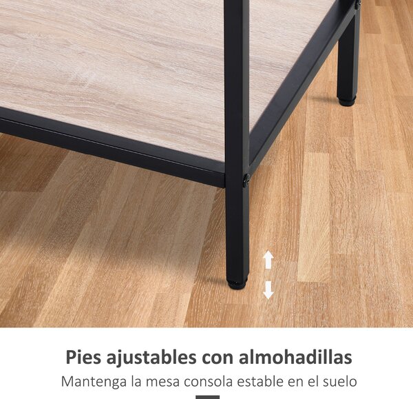 HOMCOM Konferenční stolek v industriálním stylu s šuplíky a ocelovou konstrukcí pro vstupní halu 120x30x81,5 cm Dub | Aosom
