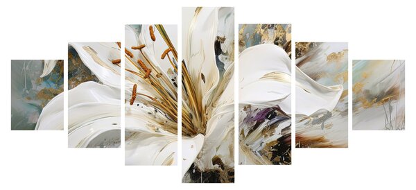 Obraz - Abstrakce s lilií (210x100 cm)