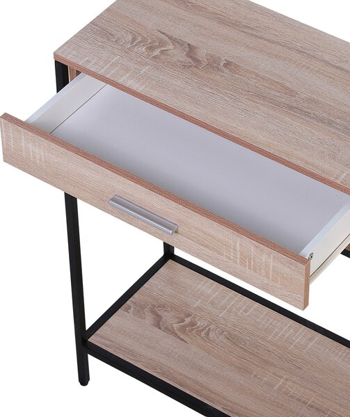 HOMCOM Konferenční stolek v industriálním stylu s šuplíky a ocelovou konstrukcí pro vstupní halu 120x30x81,5 cm Dub | Aosom