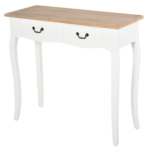 HOMCOM Konzolový stolek s 2 zásuvkami Retro design pro předsíň, chodbu, obývací pokoj a ložnici, borovice 87x34x78,5 cm Bílý | Aosom