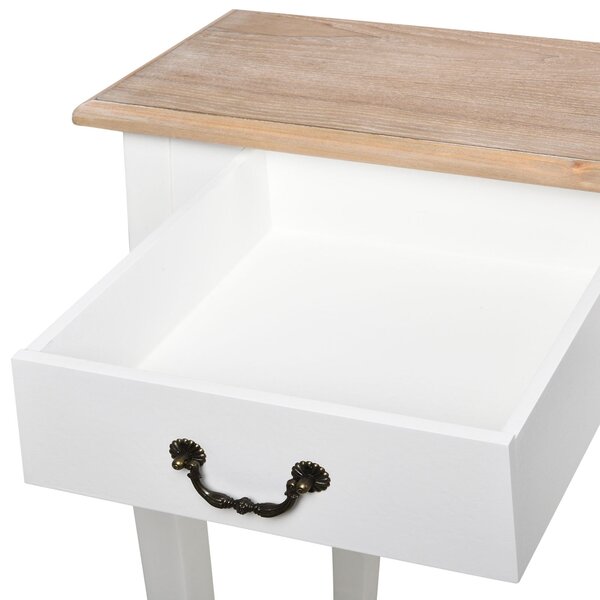 HOMCOM Konzolový stolek s 2 zásuvkami Retro design pro předsíň, chodbu, obývací pokoj a ložnici, borovice 87x34x78,5 cm Bílý | Aosom