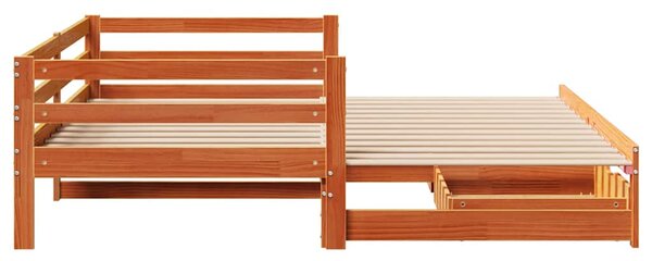 Válenda s přistýlkou a zásuvkami hnědá 90x190 cm masiv borovice 3302163