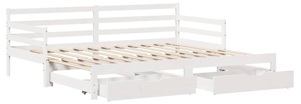Válenda se zásuvkami bílá 90 x 200 cm masivní borovice 3302166