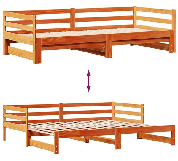 Válenda s přistýlkou a zásuvkami hnědá 90x190 cm masiv borovice 3302163