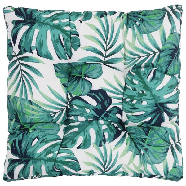 Zahradní poduška na sedák - textil - motiv listů | 60x60x10 cm