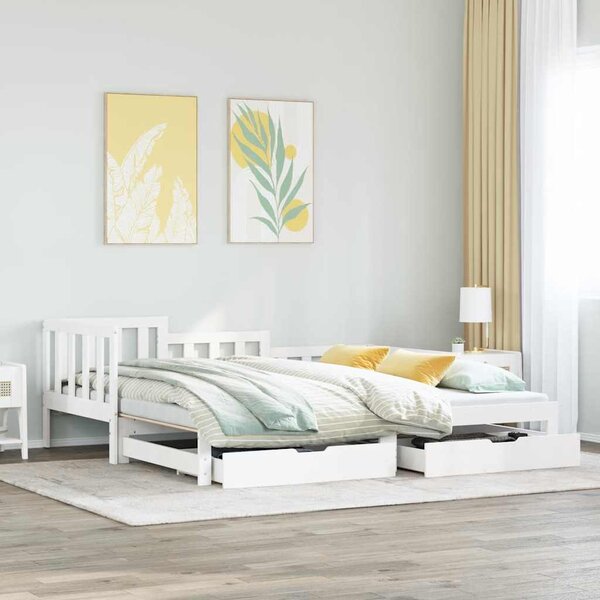 Válenda s přistýlkou a zásuvkami bez matrace bílá 90x190 cm 3302224
