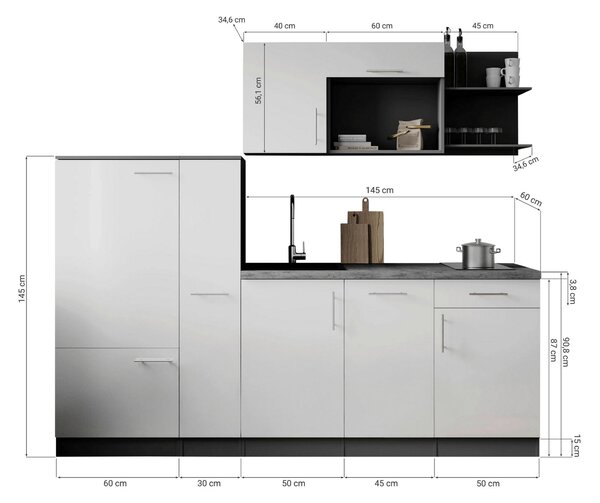 KUCHYŇSKÝ BLOK 235 cm Respekta - Online Only kuchyňské linky, Online Only