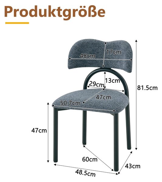 Sada dvou jídelních židlí, čalouněné, s kovovou konstrukcí, pouze židle (modrá)