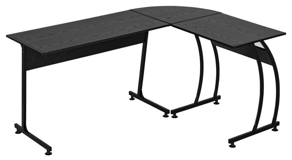 HOMCOM Rohový Počítačový Stůl pro Kancelář a Studium, Minimalistický Moderní, Velký Prostor 112,5x152x74 cm Černý | Aosom