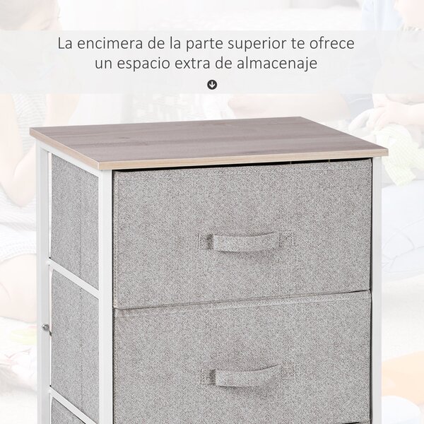 HOMCOM Komoda se 4 látkovými zásuvkami, úložný kabinet multifunkční pro ložnici, obývací pokoj a chodbu 45x30x92 cm šedá | Aosom