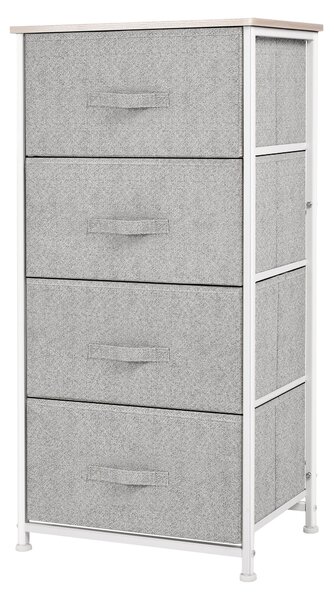HOMCOM Komoda se 4 látkovými zásuvkami, úložný kabinet multifunkční pro ložnici, obývací pokoj a chodbu 45x30x92 cm šedá | Aosom