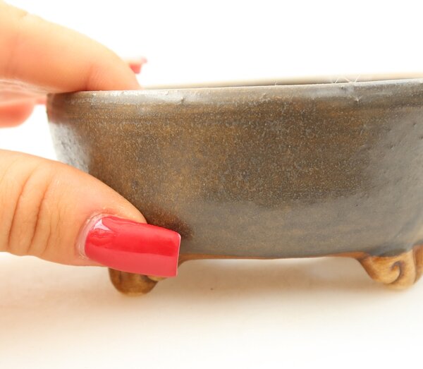 E-bonsai Keramická bonsai miska 10,5 x 10,5 x 4 cm hnědá