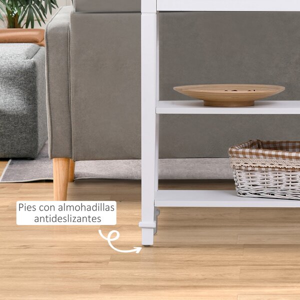 HOMCOM Víceúčelový Konzolový Stůl do Předsíně s 2 Policemi a 1 Odnímatelnou Zásuvkou v Retro Stylu, Borovice 75,6x27,5x80,5 cm, Přírodní Dřevo, Bílý |