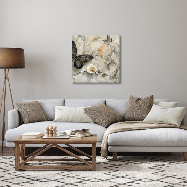 Obraz - Mramorové pozadí s motýli (30x30 cm)