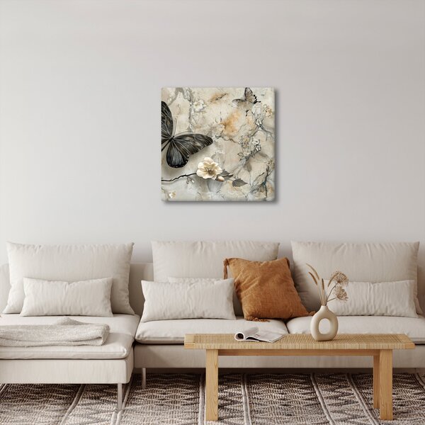Obraz - Mramorové pozadí s motýli (30x30 cm)