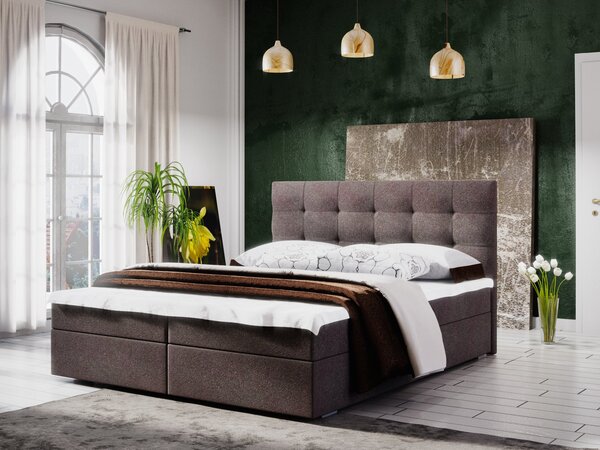 Moderní postel 180x200 STIG II s úložným prostorem - hnědá