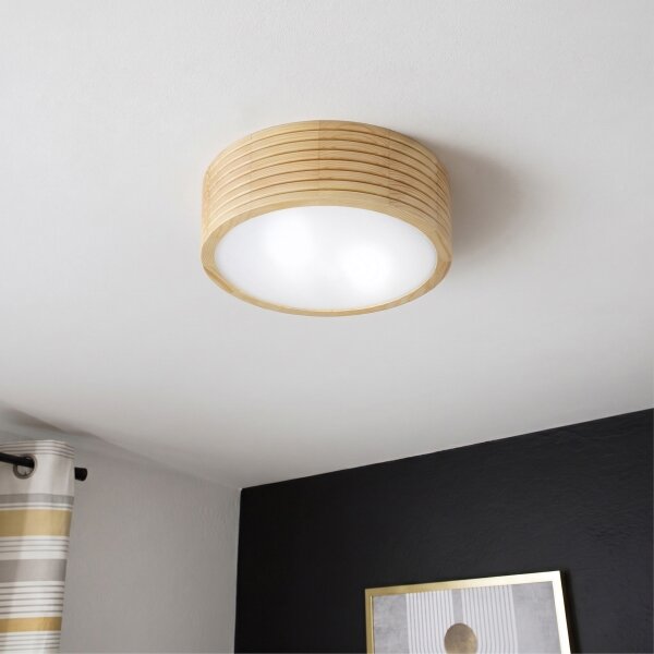 Koupelnové stropní svítidlo NATURAL MODERN 2xE27/15W/230V pr. 27,5 cm borovice