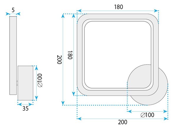 Toolight Rea, Nástěnné LED svítidlo LHJ125-W Chrom, OSW-03280