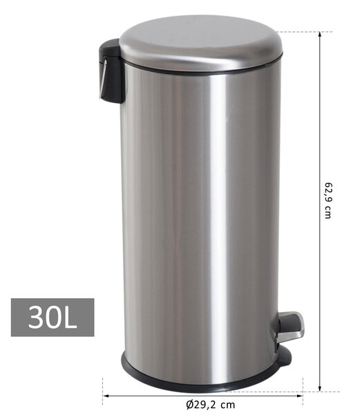 HOMCOM 30L Odpadkový Koš, Odpadkový Sítko, Pedálový Koš s Víkem, Vnitřní Kbelík, Oddělení Odpadu pro Obývací Pokoj, Kancelář, Kulatý | Aosom