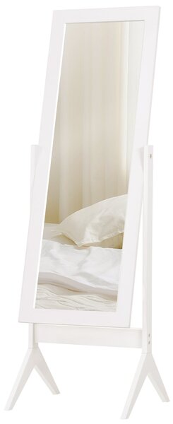 HOMCOM Zrcadlo v Plné Výšce s Toaletním Zrcátkem, Snadno Čistitelné MDF, Bílé 47cm x 46cm x 148cm | Aosom