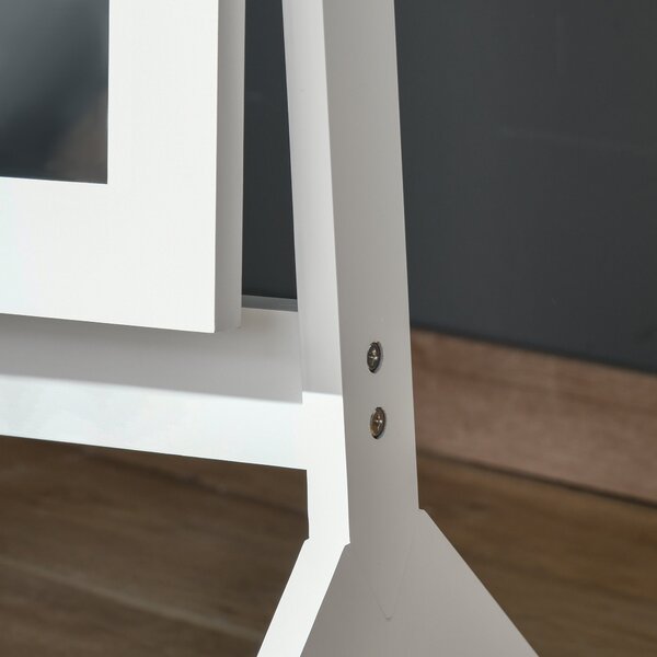 HOMCOM Zrcadlo v Plné Výšce s Toaletním Zrcátkem, Snadno Čistitelné MDF, Bílé 47cm x 46cm x 148cm | Aosom