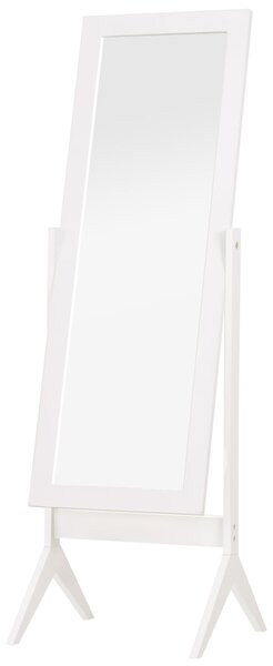 HOMCOM Zrcadlo v Plné Výšce s Toaletním Zrcátkem, Snadno Čistitelné MDF, Bílé 47cm x 46cm x 148cm | Aosom