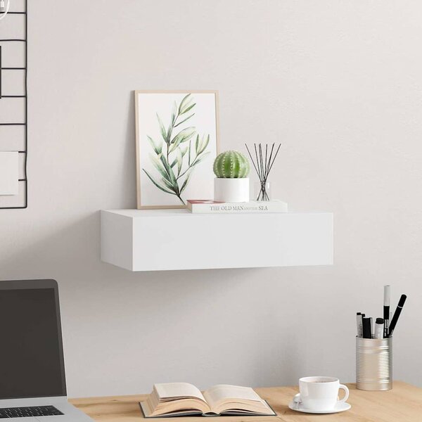 Nástěnná police se zásuvkou bílá 40 x 23,5 x 10 cm MDF 330241