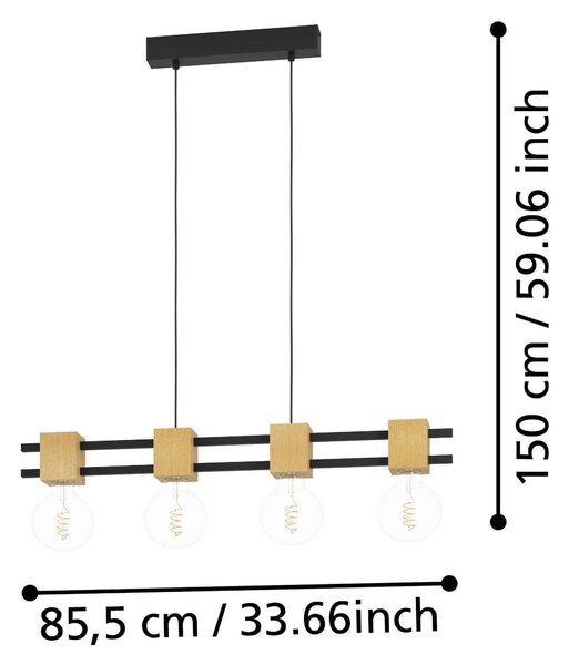 ZÁVĚSNÉ SVÍTIDLO, 85,5/7,5/150 cm Eglo - Online Only svítidla, Online Only