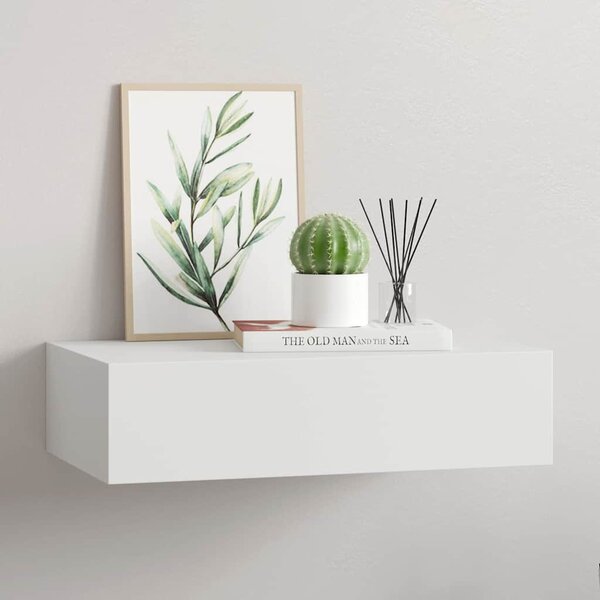Nástěnná police se zásuvkou bílá 40 x 23,5 x 10 cm MDF 330241