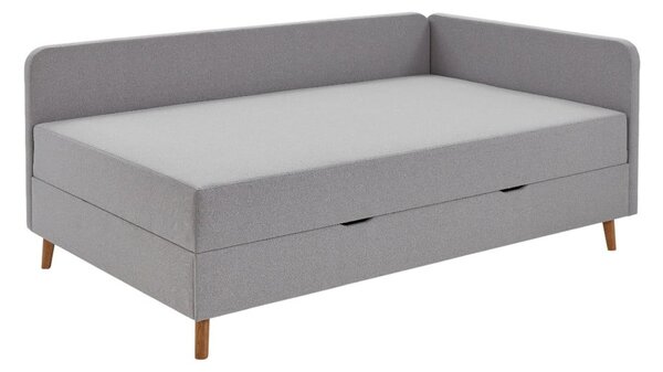 Světle šedá čalouněná jednolůžková postel s úložným prostorem 90x200 cm Cabana – Meise Möbel