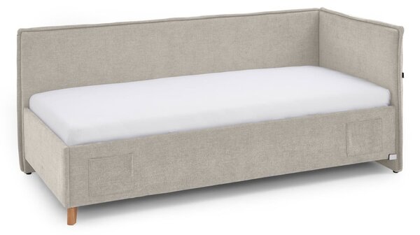 Béžová čalouněná rohová dětská postel s úložným prostorem s roštem 90x200 cm Fun – Meise Möbel