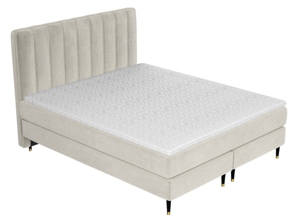 Maison de Rêve Béžová sametová postel boxspring KOBBE 160 x 200 cm